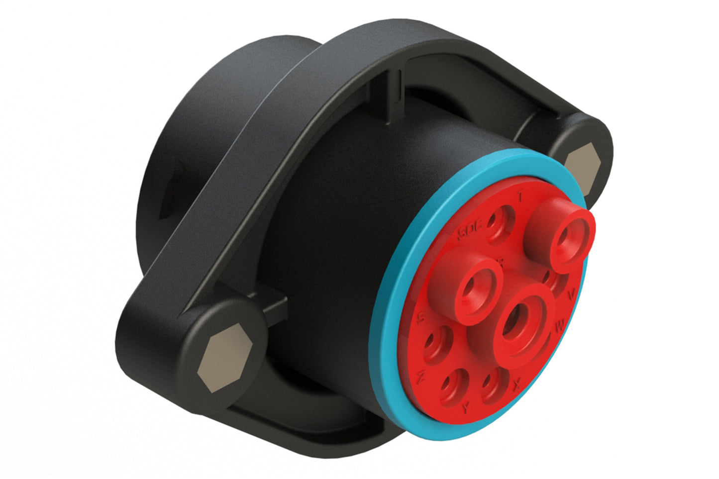 AHDP02-24-09SR-SRA 9 Position Sealed Panel Mount Receptacle, Socket, Shell Size 24, Reduced Diameter Seall (Blue Adapter Adapter), Smooth Ring Adapter