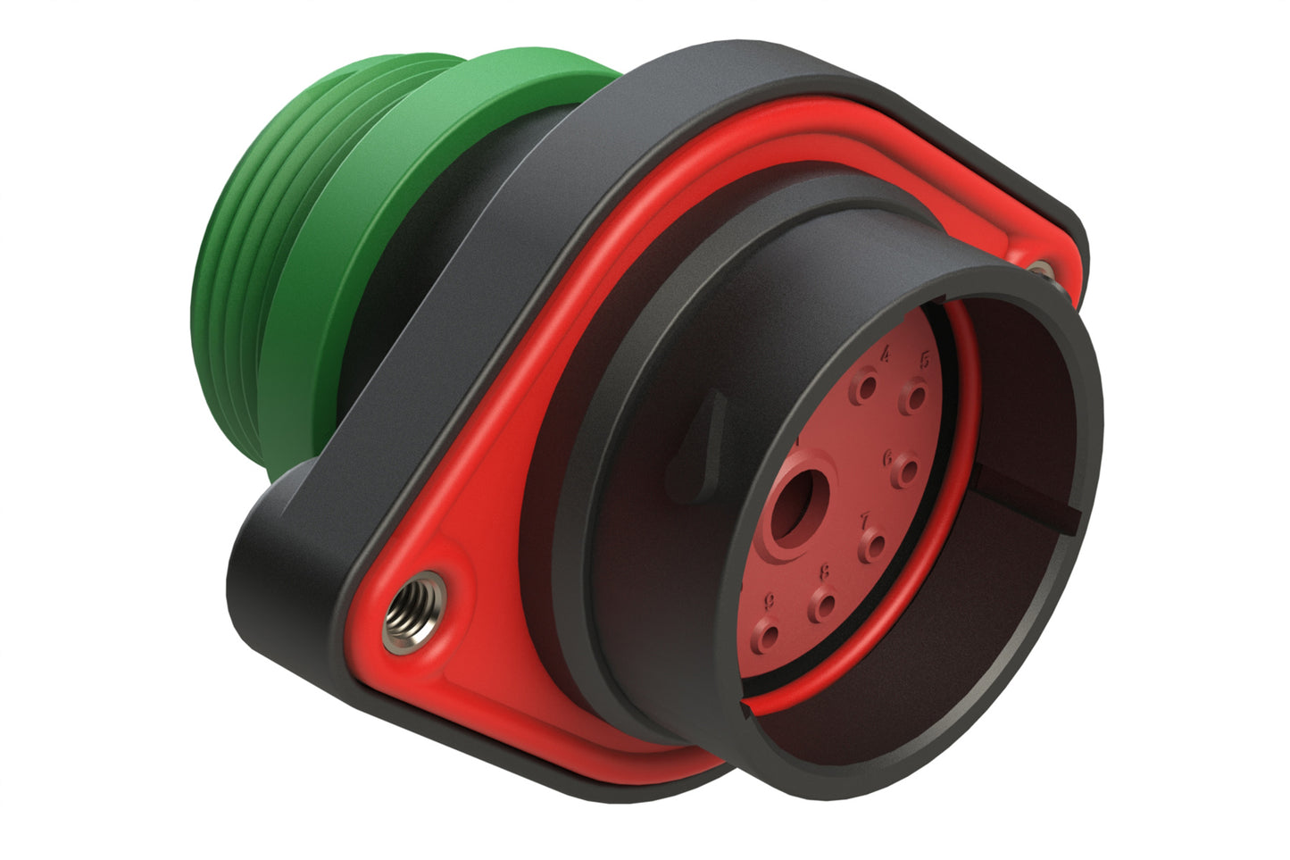 AHDP02-24-14PN-STA 14 Position Panel Mount Receptacle, Pin, Shell Size 24, Normal Diameter Seal (Green Adapter), Small Thread Adapter