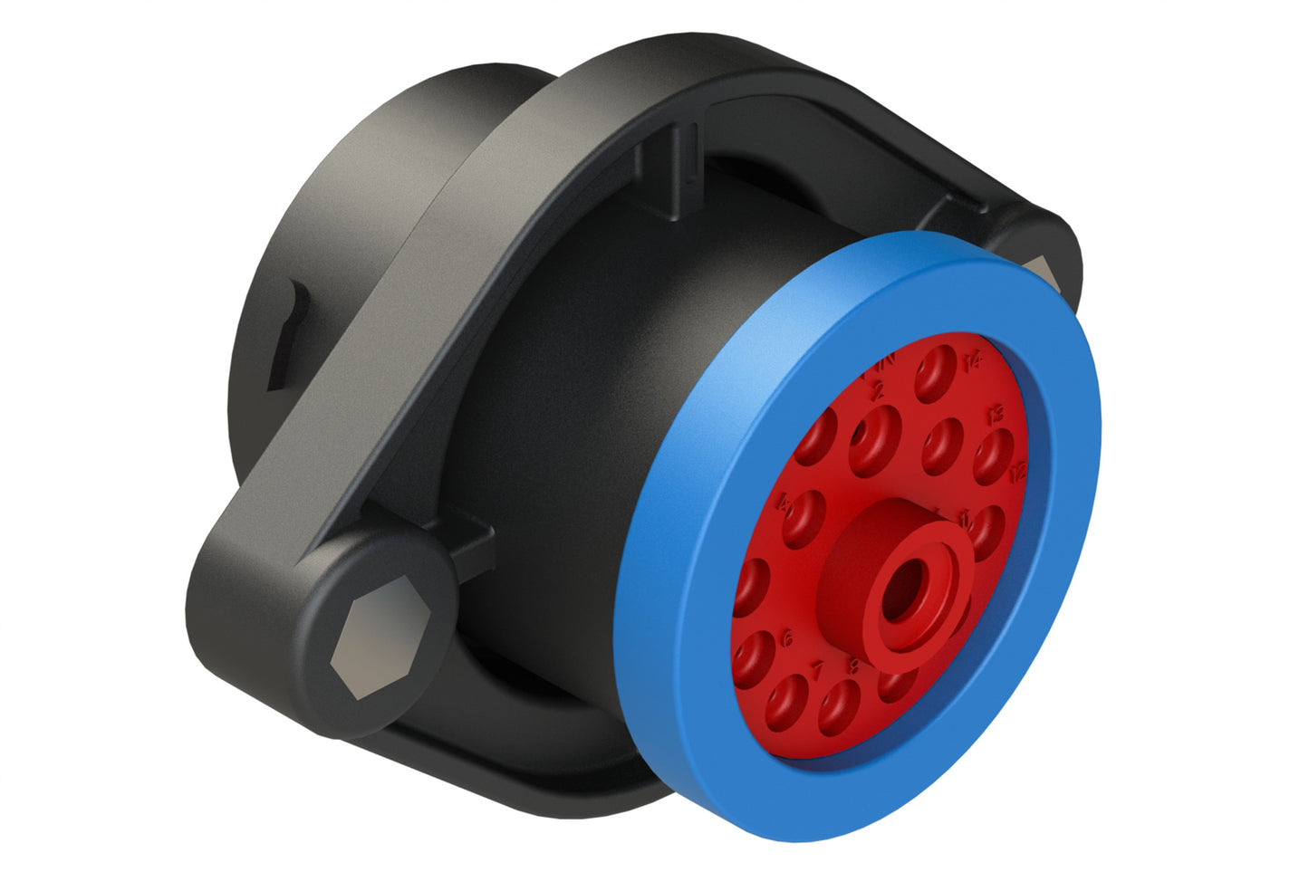 AHDP02-24-14PR-BRA 14 Position Panel Mount Receptacle, Pin, Shell Size 24, Backshell Ring Adapter