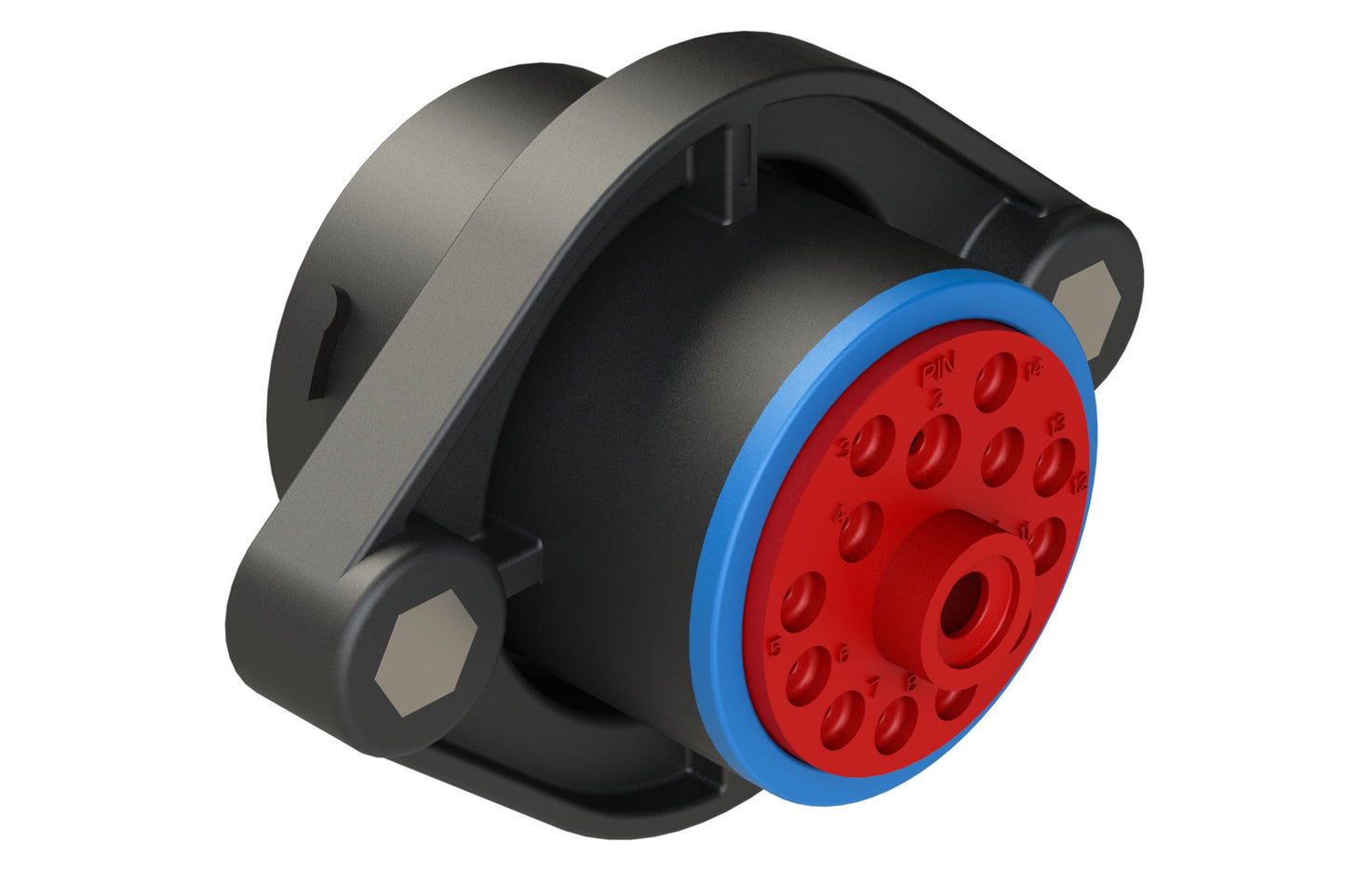 AHDP02-24-14PR-SRA 14 Position Panel Mount Receptacle, Pin, Shell Size 24, Smooth Ring Adapter