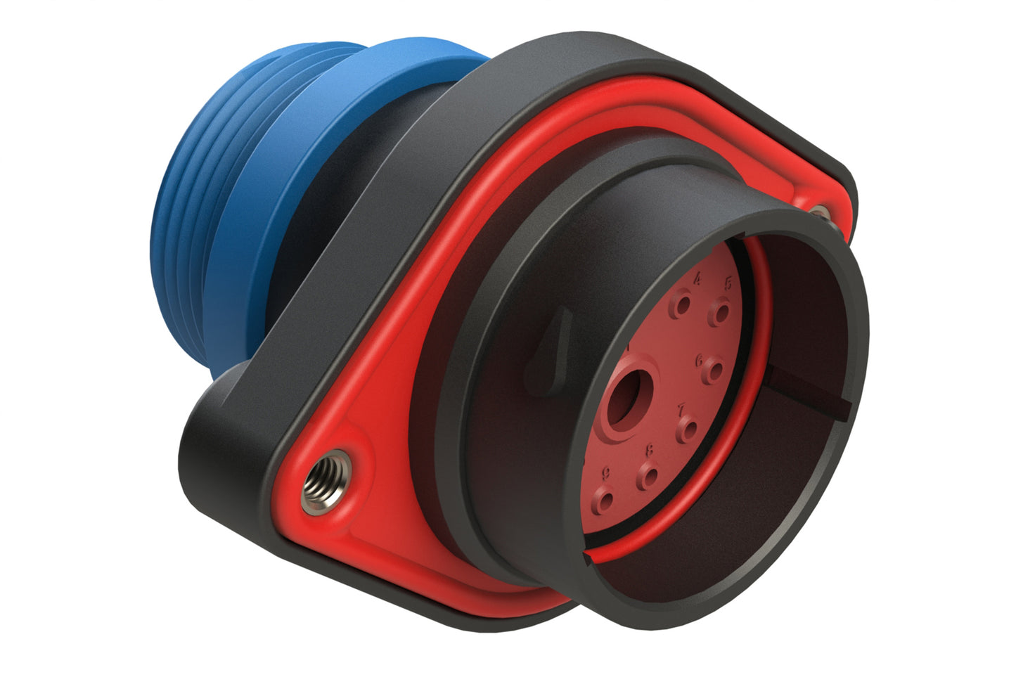 AHDP02-24-14PR-STA 14 Position Panel Mount Receptacle, Pin, Shell Size 24, Reduced Diameter Seal (Blue Adapter), Small Thread Adapter