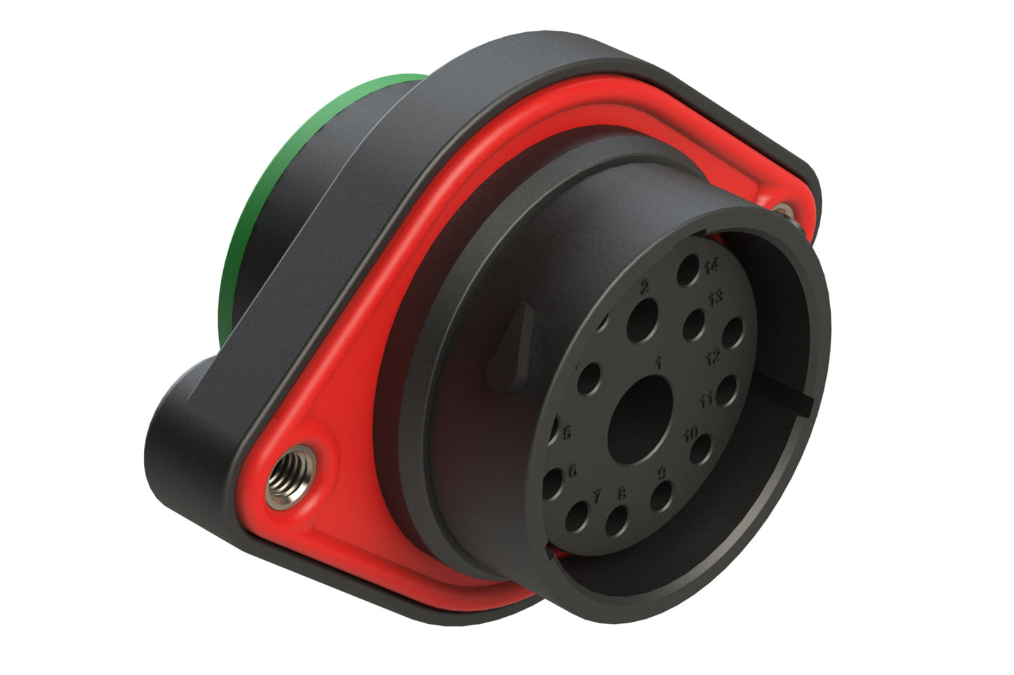 AHDP02-24-14SN-SRA 14 Position Panel Mount Receptacle, Socket, Shell Size 24, Normal Diameter Seal (Green Adapter), Smooth Ring Adapter