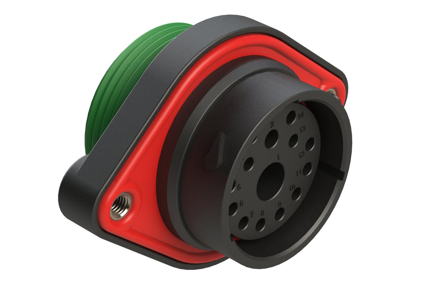 AHDP02-24-14SN-WTA 14 Position Panel Mount Receptacle, Socket, Shell Size 24, Normal Diameter Seal (Green Adapter), Wide Thread Adapter