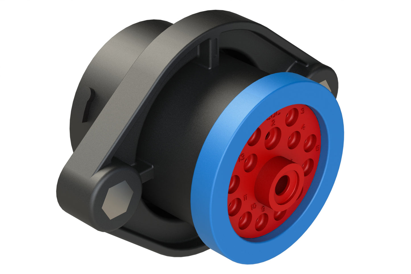 AHDP02-24-14SR-BRA 14 Position Panel Mount Receptacle, Socket, Shell Size 24, Backshell Ring Adapter