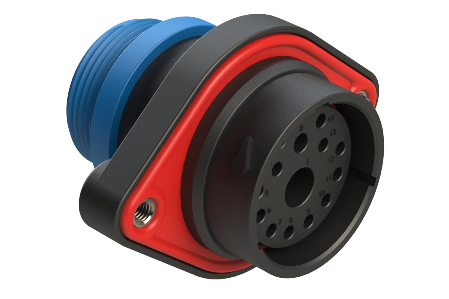 AHDP02-24-14SR-STA 14 Position Panel Mount Receptacle, Socket, Shell Size 24, Reduced Diameter Seal (Blue Adapter), Small Thread Adapter