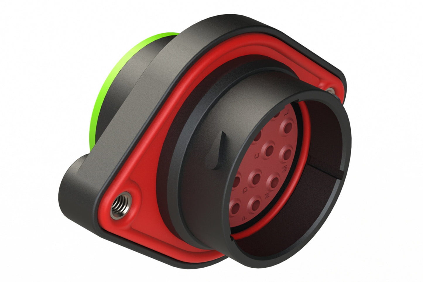 AHDP02-24-16PN-SRA 16 Position Sealed Panel Mount Receptacle, Pin, Shell Size 24, Normal Diameter Seal (Green Adapter), Smooth Ring Adapter