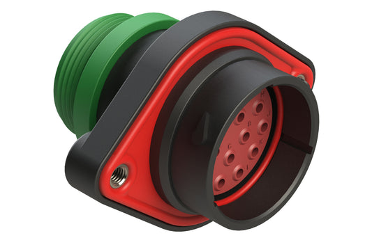 AHDP02-24-16PN-STA 16 Position Panel Mount Receptacle, Pin,Shell Size 24, Normal Diameter Seal (Green Adapter), Small Thread Adapter