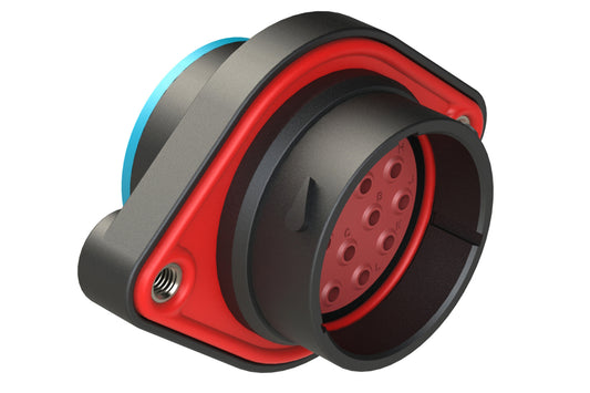 AHDP02-24-16PR-SRA 16 Position Sealed Panel Mount Receptacle, Pin, Shell Size 24, Reduced Diameter Seal (Blue Adapter), Smooth Ring Adapter