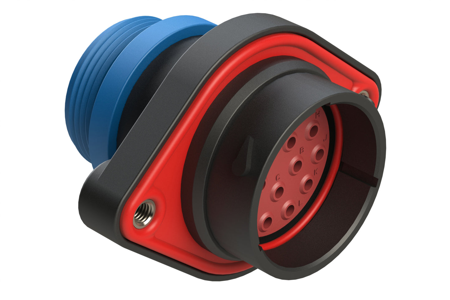 AHDP02-24-16PR-STA 16 Position Panel Mount Receptacle, Pin, Shell Size 24, Reduced Diameter Seal (Blue Adapter), Small Thread Adapter