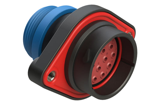 AHDP02-24-16PR-STA 16 Position Panel Mount Receptacle, Pin, Shell Size 24, Reduced Diameter Seal (Blue Adapter), Small Thread Adapter