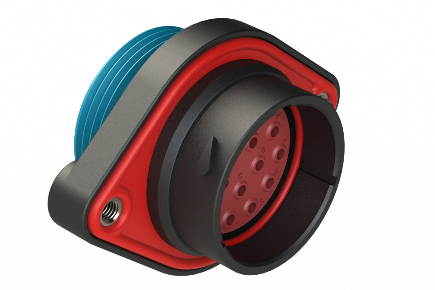 AHDP02-24-16PR-WTA 16 Position Panel Mount Receptacle, Pin, Shell Size 24, Reduced Diameter Seal (Blue Adapter), Wide Thread Adapter