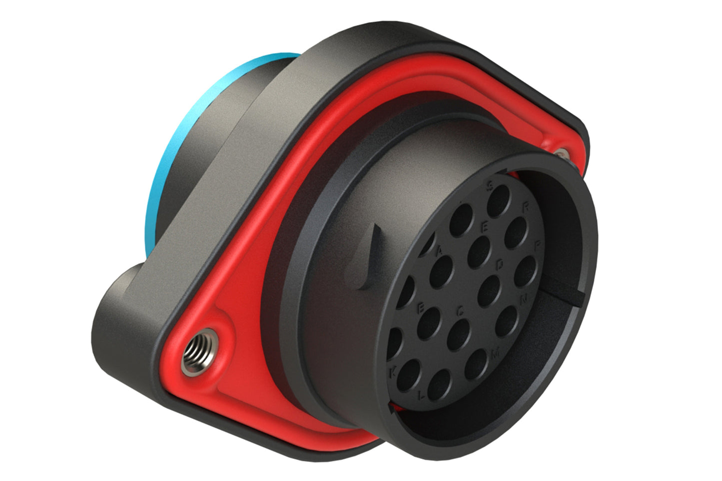 AHDP02-24-16SR-SRA 16 Position Sealed Panel Mount Receptacle, Socket, Shell Size 24, Reduced Diameter Seal (Blue Adapter), Smooth Ring Adapter