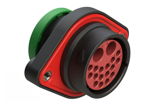 AHDP02-24-18PN-BRACL82 18 Position Panel Mount Receptacle, Pin, Shell Size 24, Normal Diameter Seal (Green Adapter), Backshell Ring Adapter