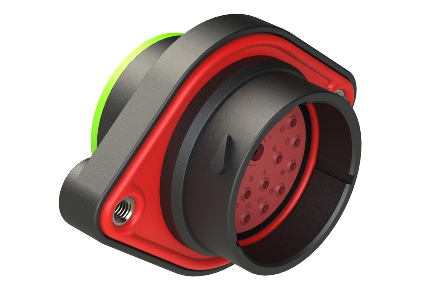 AHDP02-24-18PN-SRA 18 Position Sealed Panel Mount Receptacle, Pin, Shell Size 24, Normal Diameter Seal (Green Adapter), Smooth Ring Adapter