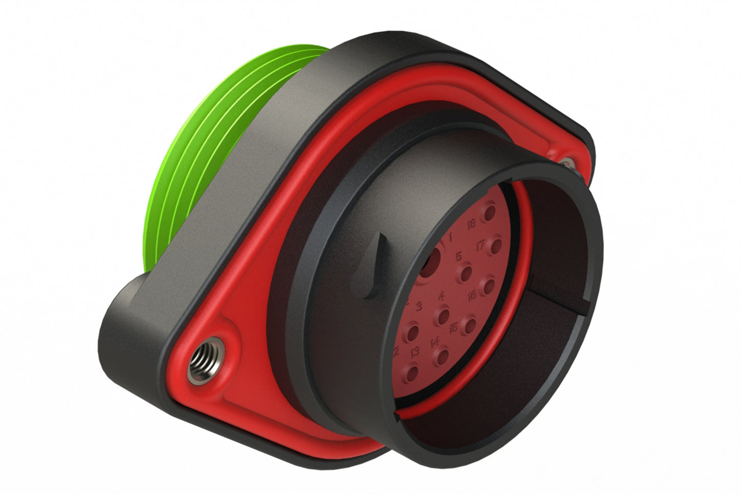 AHDP02-24-18PN-WTA 18 Position Panel Mount Receptacle, Pin, Shell Size 24, Normal Diameter Seal (Green Adapter), Wide Thread Adapter