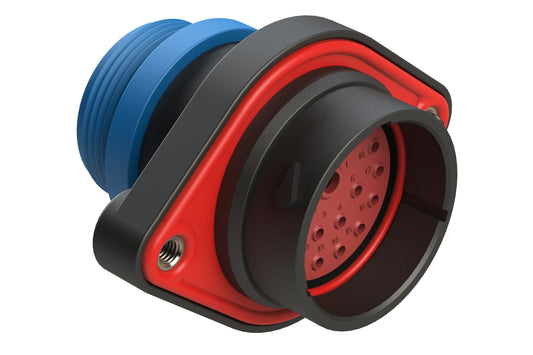 AHDP02-24-18PR-STA 18 Position Panel Mount Receptacle, Pin, Shell Size 24, Reduced Diameter Seal (Blue Adapter), Small Thread Adapter