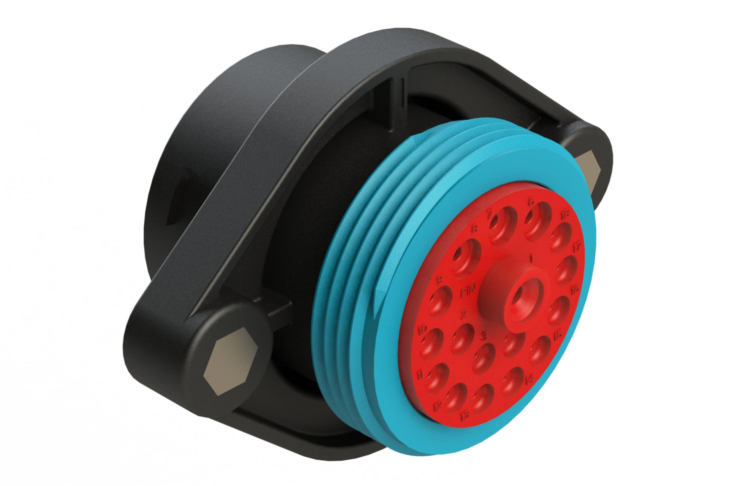 AHDP02-24-18PR-WTA 18 Position Panel Mount Receptacle, Pin, Shell Size 24, Reduced Diameter Seal (Blue Adapter), Wide Thread Adapter