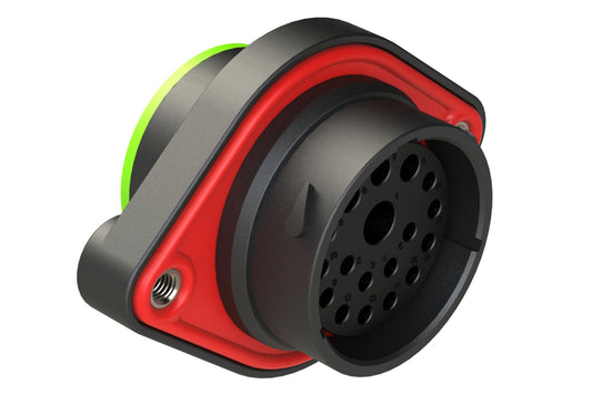 AHDP02-24-18SN-SRA 18 Position Sealed Panel Mount Receptacle, Socket, Shell Size 24, Normal Diameter Seal (Green Adapter), Smooth Ring Adapter