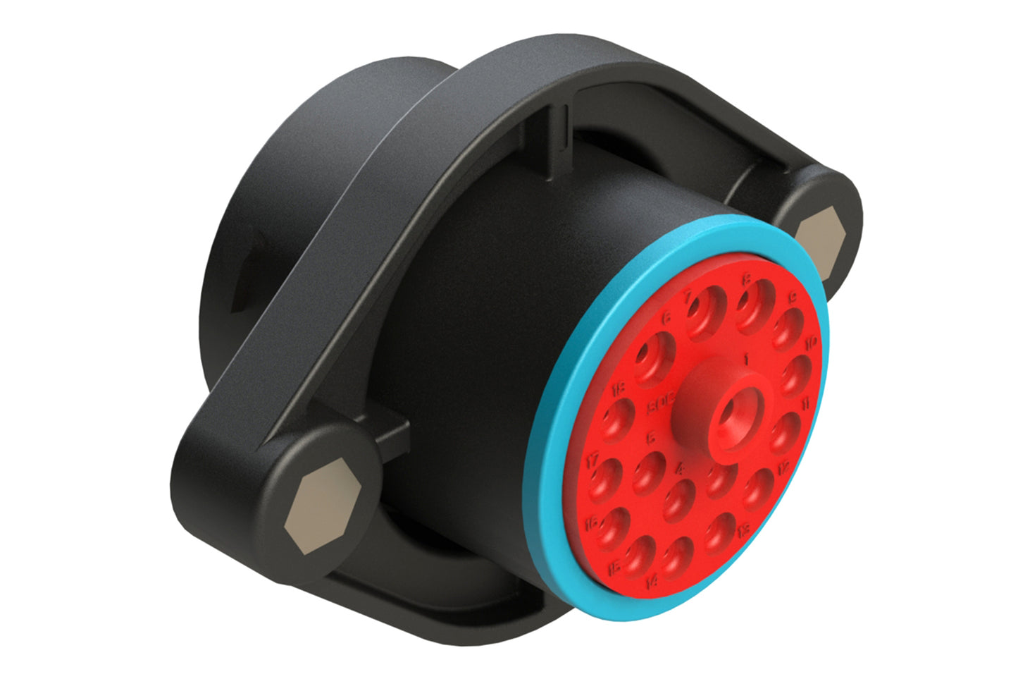 AHDP02-24-18SR-SRA 18 Position Sealed Panel Mount Receptacle, Socket, Shell Size 24, Reduced Diameter Seal (Blue Adapter), Wide Thread Adapter