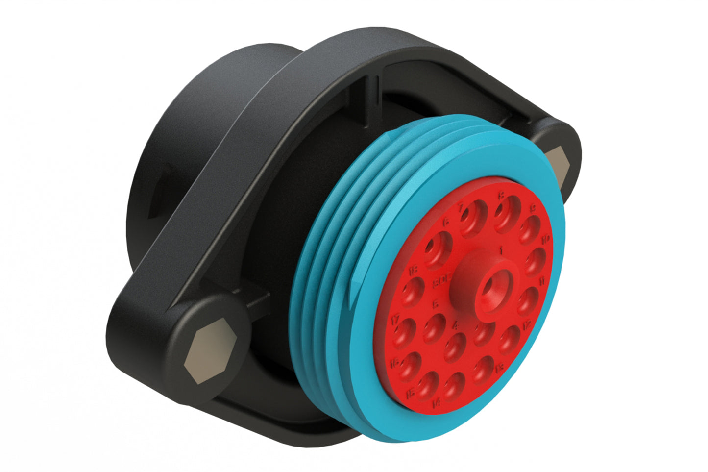 AHDP02-24-18SR-WTA 18 Position Panel Mount Receptacle, Socket, Shell Size 24, Reduced Diameter Seal (Blue Adapter), Wide Thread Adapter