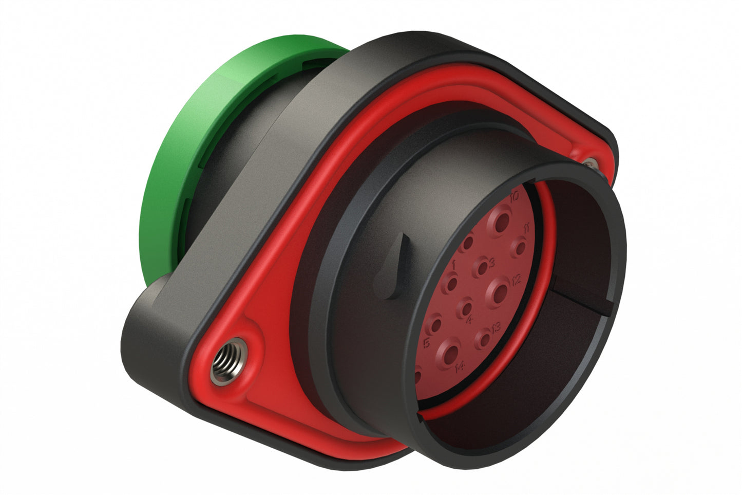 AHDP02-24-19PN-BRA 19 Position Panel Mount Receptacle, Pin, Shell Size 24, Normal Diameter Seal (Green Adapter), Backshell Ring Adapter