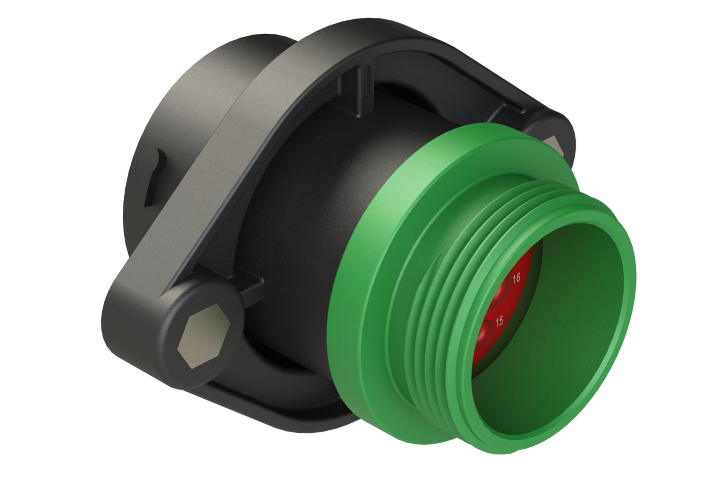AHDP02-24-19PN-STA 19 Position Panel Mount Receptacle, Pin, Shell Size 24, Normal Diameter Seal (Green Adapter), Small Thread Adapter