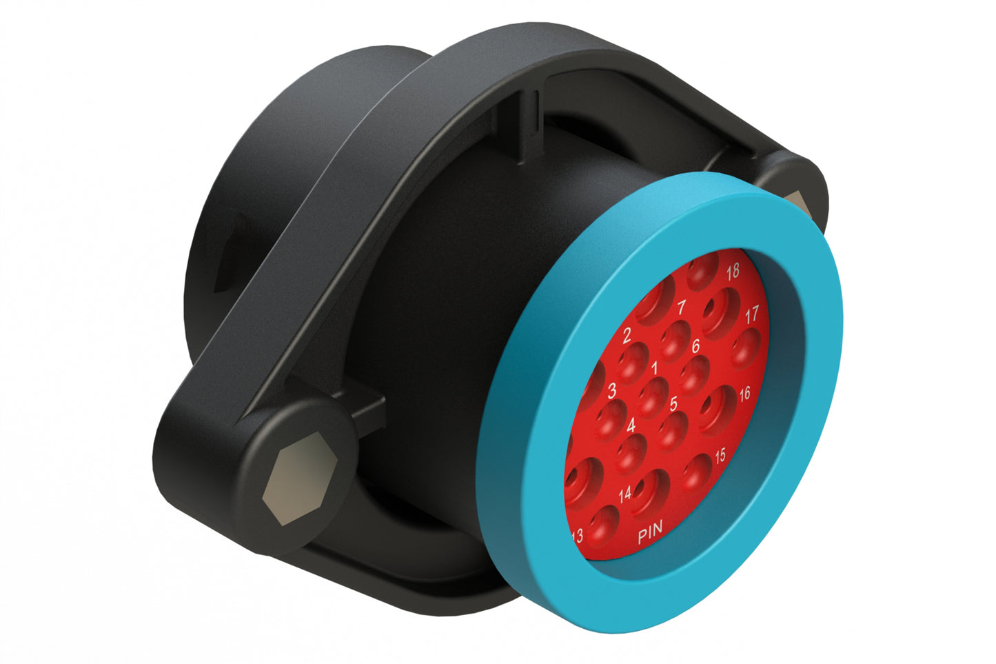 AHDP02-24-19PR-BRA 19 Position Panel Mount Receptacle, Pin, Shell Size 24, Reduced Diameter Seal (Blue Adapter), Backshell Ring Adapter