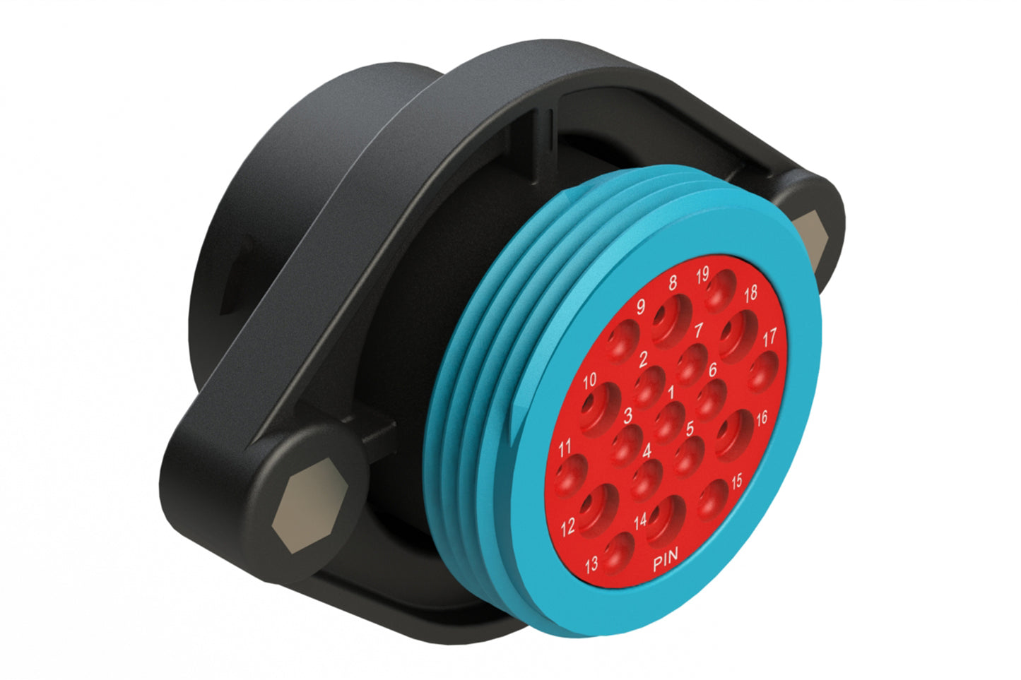 AHDP02-24-19PR-WTA 19 Position Panel Mount Receptacle, Pin, Shell Size 24, Reduced Diameter Seal (Blue Adapter), Wide Thread Adapter