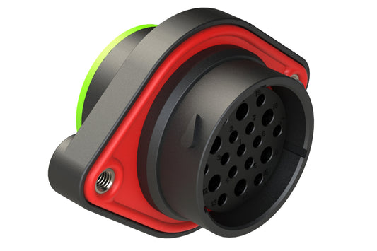 AHDP02-24-19SN-SRA 19 Position Sealed Panel Mount Receptacle, Socket, Shell Size 24, Normal Diameter Seal (Green Adapter), Smooth Ring Adapter