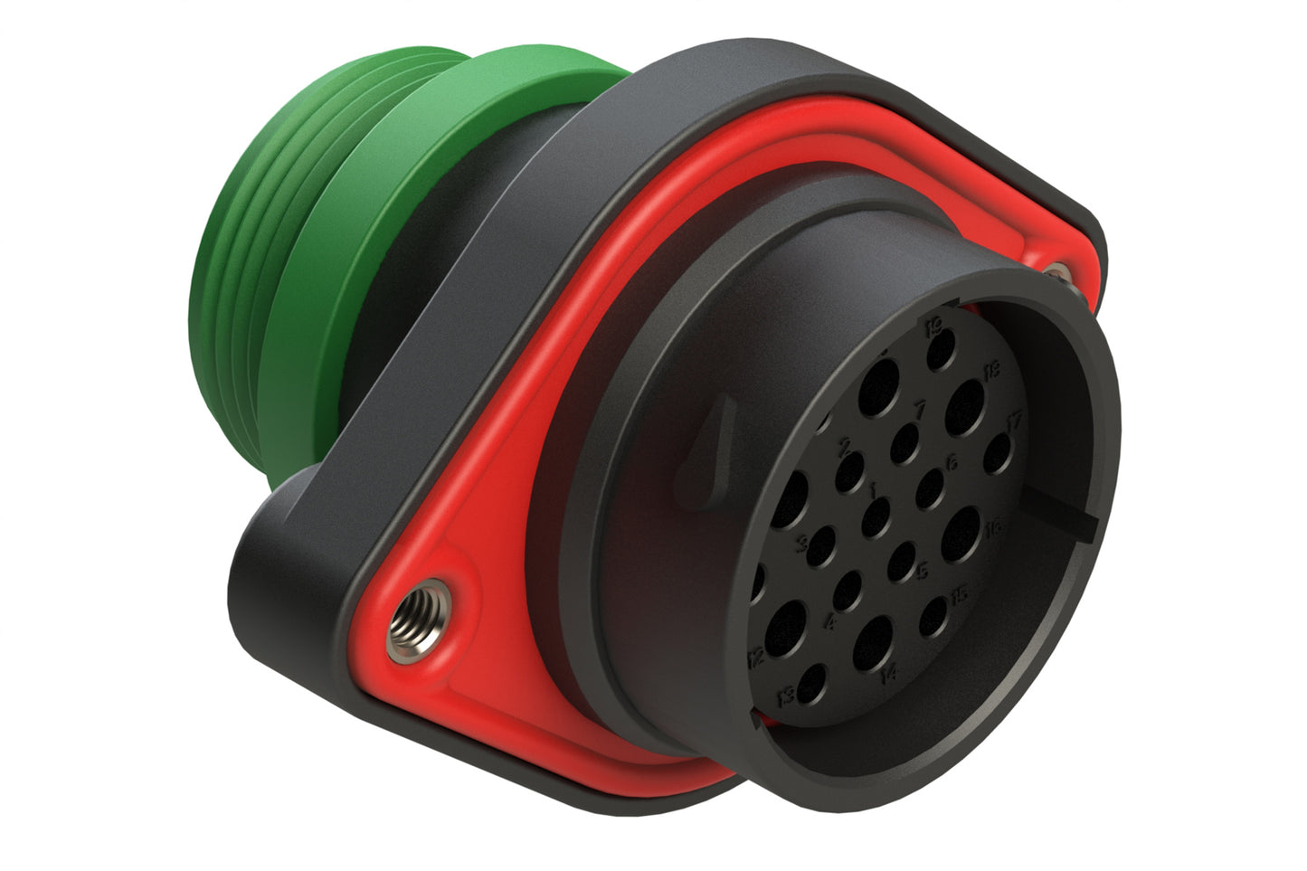 AHDP02-24-19SN-STA 19 Position Panel Mount Receptacle, Socket, Shell Size 24, Normal Diameter Seal (Green Adapter), Small Thread Adapter