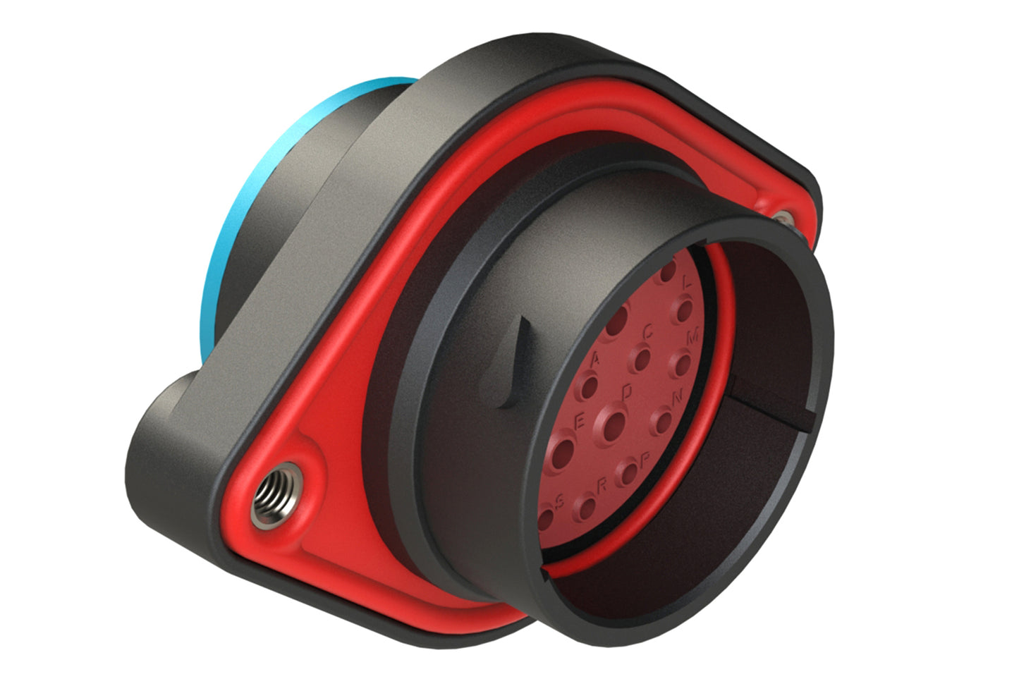 AHDP02-24-21PR-SRA 21 Position Sealed Panel Mount Receptacle, Pin, Shell Size 24, Reduced Diameter Seal (Blue Adapter), Smooth Ring Adapter