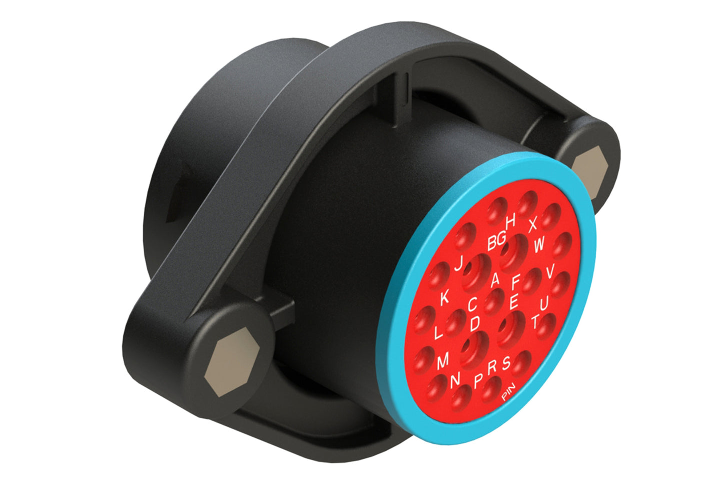 AHDP02-24-21PR-SRA 21 Position Sealed Panel Mount Receptacle, Pin, Shell Size 24, Reduced Diameter Seal (Blue Adapter), Smooth Ring Adapter