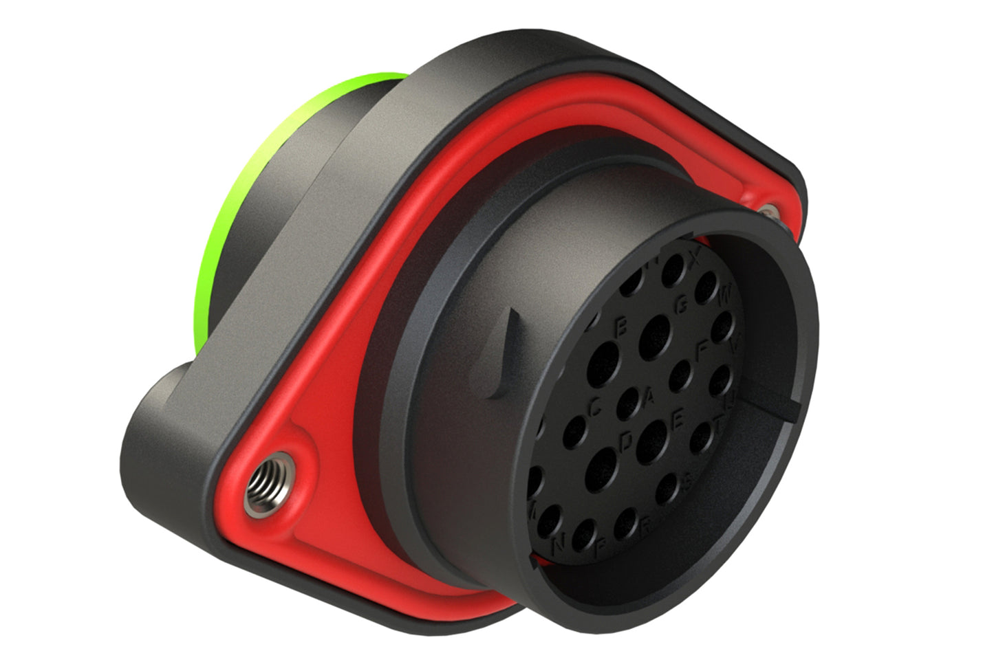 AHDP02-24-21SN-SRA 21 Position Sealed Panel Mount Receptacle, Socket, Shell Size 24, Normal Diameter Seal (Green Adapter), Smooth Ring Adapter