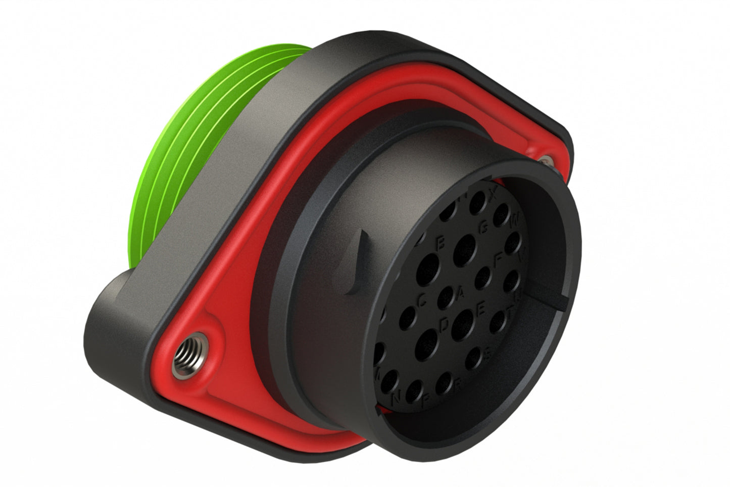 AHDP02-24-21SN-WTA 21 Position Panel Mount Receptacle, Socket, Shell Size 24, Normal Diameter Seal (Green Adapter), Wide Thread Adapter