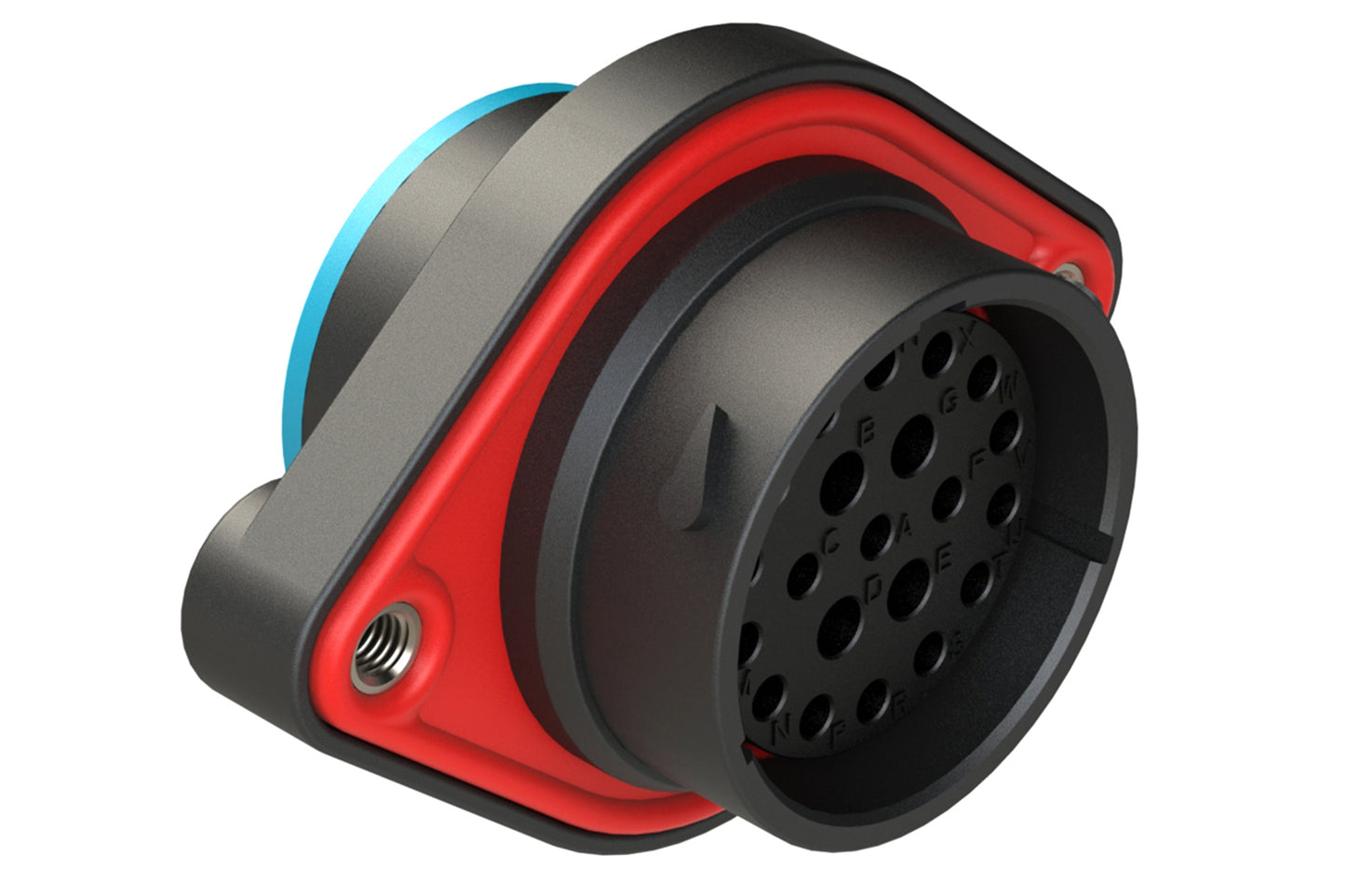 AHDP02-24-21SR-SRA 21 Position Sealed Panel Mount Receptacle, Socket, Shell Size 24, Reduced Diameter Seal (Blue Adapter), Smooth Ring Adapter