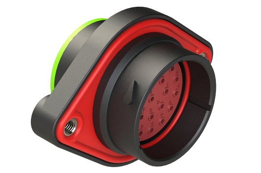 AHDP02-24-23PN-SRA 23 Position Sealed Panel Mount Receptacle, Pin, Shell Size 24, Normal Diameter Seal (Green Adapter), Smooth Ring Adapter