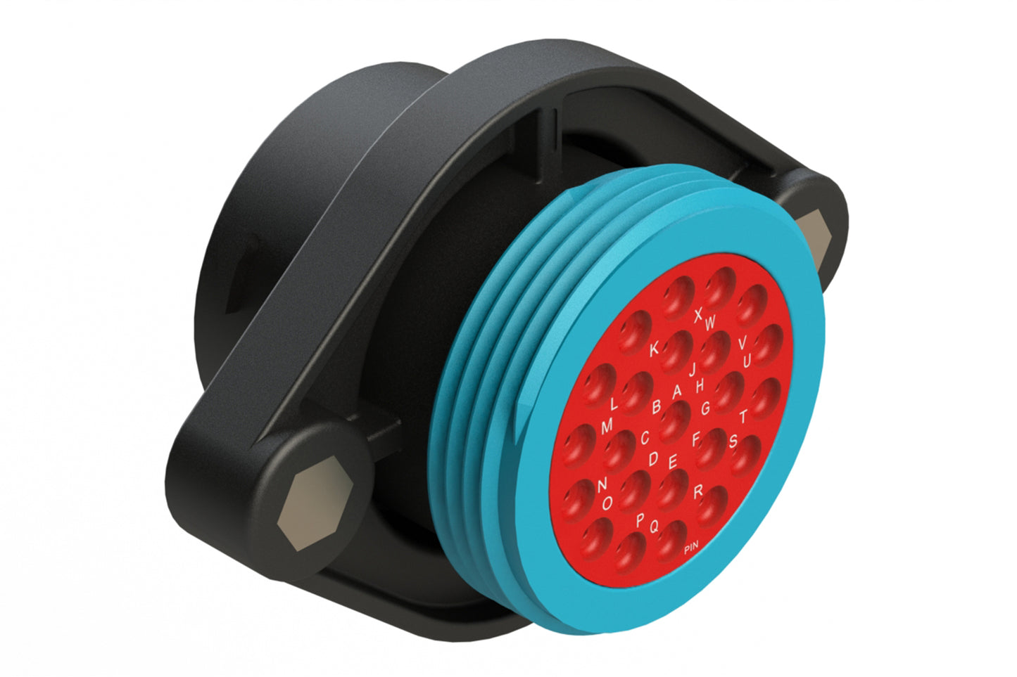 AHDP02-24-23PR-WTA 23 Position Panel Mount Receptacle, Pin, Shell Size 24, Reduced Diameter Seal (Blue Adapter), Wide Thread Adapter