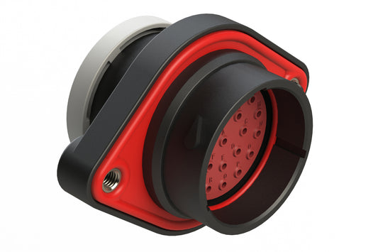 AHDP02-24-23PT-BRA 23 Position Panel Mount Receptacle, Pin, Shell Size 24, Plastic, Thin Diameter Seal (Grey Adapter), Backshell Ring Adapter (BRA)