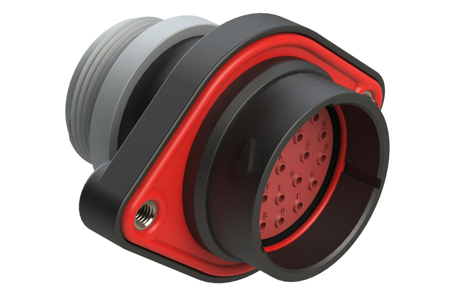 AHDP02-24-23PT-STA 23 Position Panel Mount Receptacle, Pin, Shell Size 24, Thin Diameter Seal (Grey Adapter), Small Thread Adapter