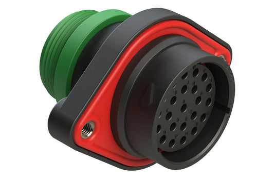 AHDP02-24-23SN-STA 23 Position Panel Mount Receptacle, Socket, Shell Size 24, Normal Diameter Seal (Green Adapter), Small Thread Adapter