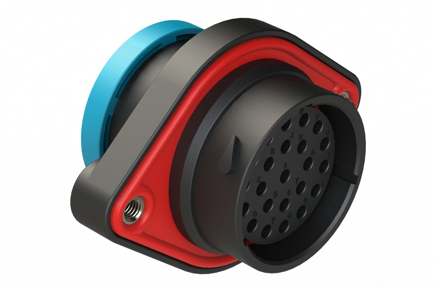 AHDP02-24-23SR-BRA 23 Position Panel Mount Receptacle, Socket, Shell Size 24, Reduced Diameter Seal (Blue Adapter), Backshell Ring Adapter