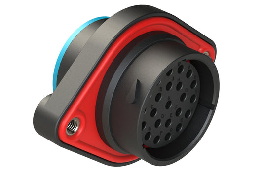 AHDP02-24-23SR-SRA 23 Position Sealed Panel Mount Receptacle, Socket, Shell Size 24, Reduced Diameter Seal (Blue Adapter), Smooth Ring Adapter