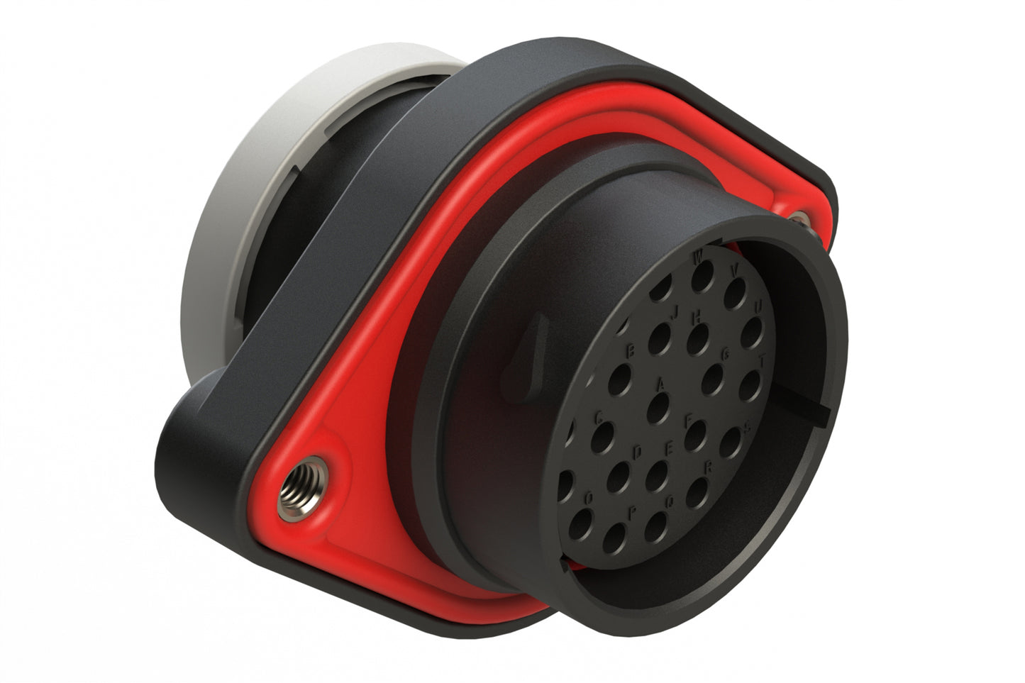 AHDP02-24-23ST-BRA 23 Position Panel Mount Receptacle, Socket, Shell Size 24, Plastic, Thin Diameter Seal (Grey Adapter), Backshell Ring Adapter (BRA)