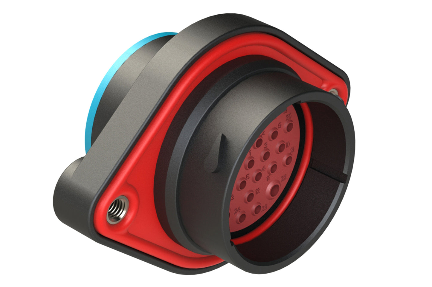 AHDP02-24-27PR-SRA 27 Position Sealed Panel Mount Receptacle, Pin, Shell Size 24, Reduced Diameter Seal (Blue Adapter), Smooth Ring Adapter