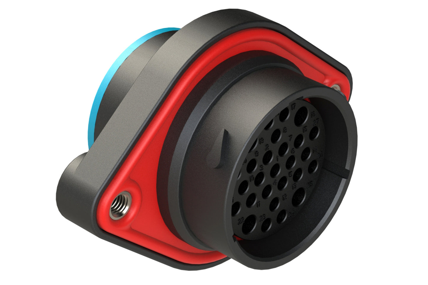 AHDP02-24-27SR-SRA 27 Position Sealed Panel Mount Receptacle, Socket, Shell Size 24, Reduced Diameter Seal (Blue Adapter), Smooth Ring Adapter