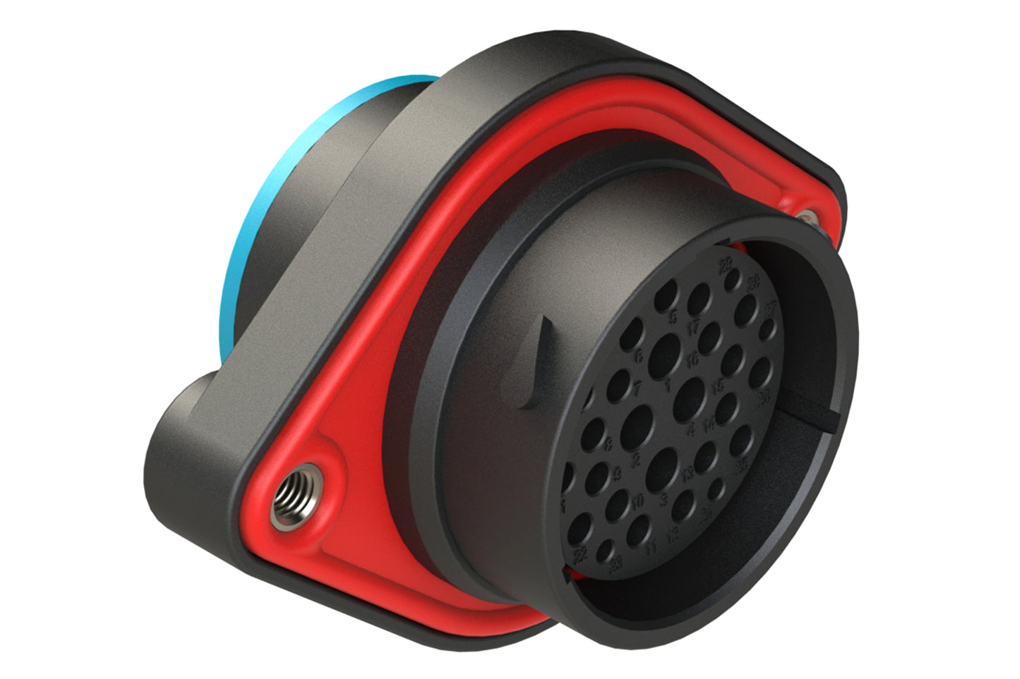 AHDP02-24-29SR-SRA 29 Position Sealed Panel Mount Receptacle, Socket, Shell Size 24, Reduced Diameter Seal (Blue Adapter), Smooth Ring Adapter