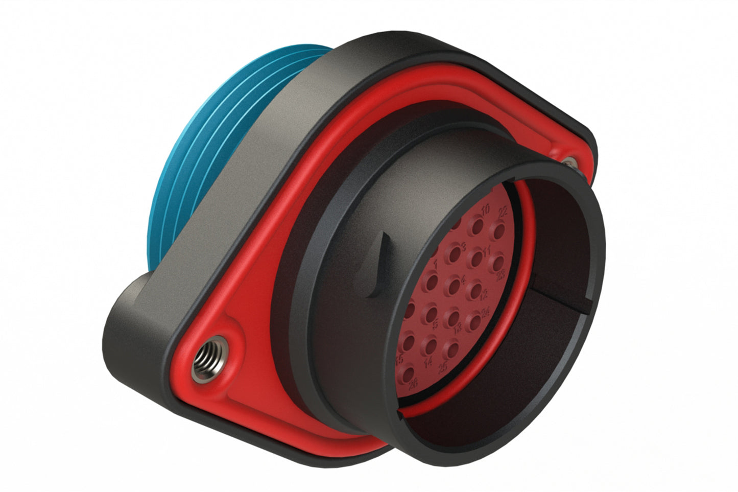 AHDP02-24-31PR-WTA 31 Position Panel Mount Receptacle, Pin, Shell Size 24, Reduced Diameter Seal (Blue Adapter), Wide Thread Adapter