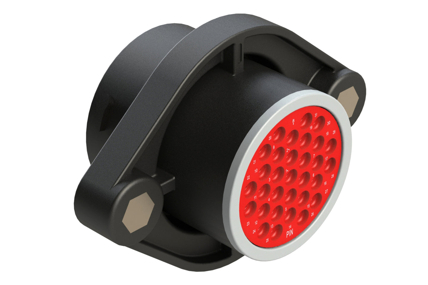 AHDP02-24-31PT-SRA 31 Position Sealed Panel Mount Receptacle, Pin, Shell Size 24, Thin Diameter Seal, Smooth Ring Adapter