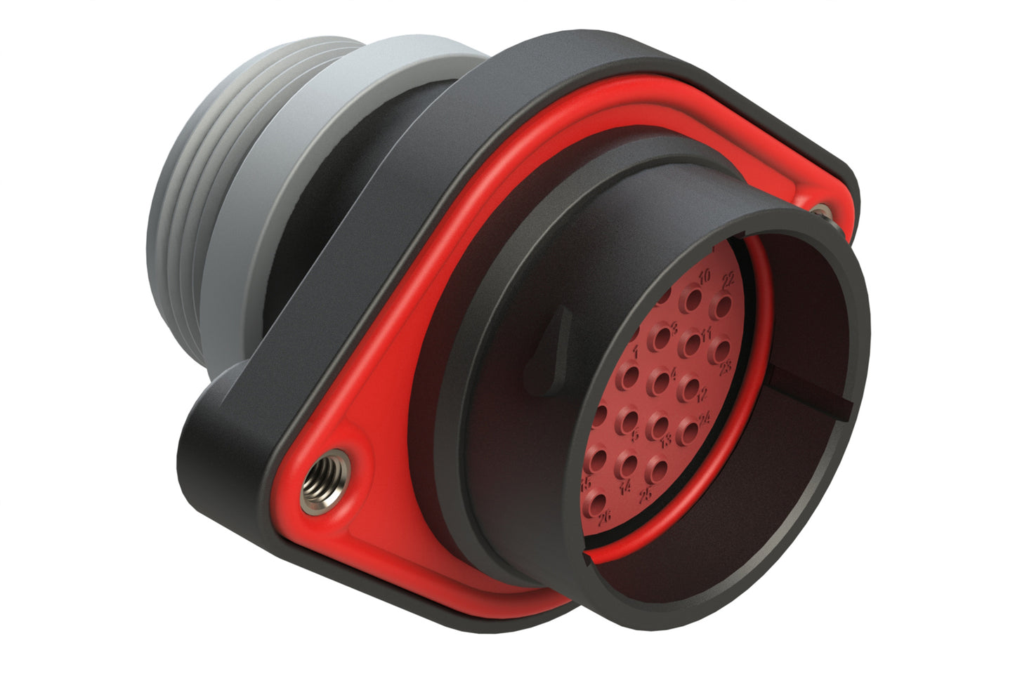 AHDP02-24-31PT-STA 31 Position Panel Mount Receptacle, Pin, Shell Size 24, Thin Diameter Seal (Grey Adapter), Small Thread Adapter