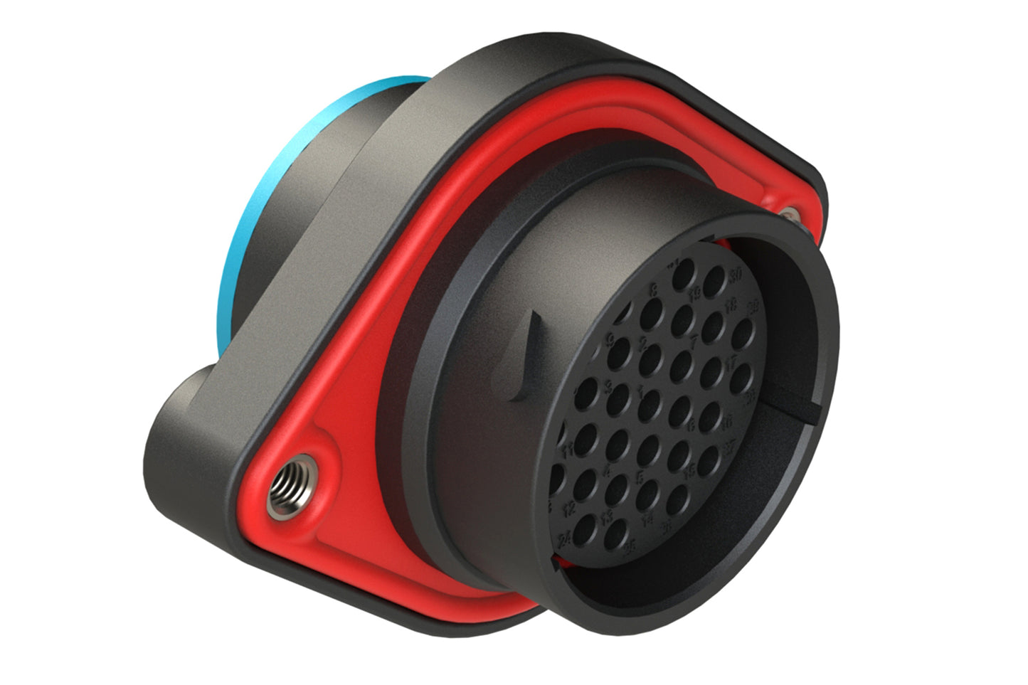 AHDP02-24-31SR-SRA 31 Position Sealed Panel Mount Receptacle, Socket, Shell Size 24, Reduced Diameter Seal (Blue Adapter), Smooth Ring Adapter